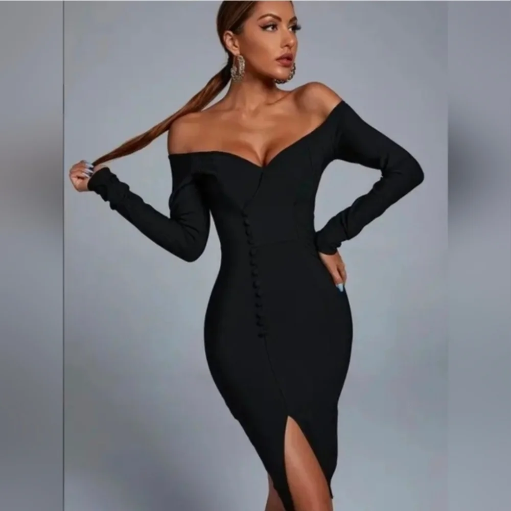 NWT Bella Barnett Hanna Black Bandage Mini Dress - Picture 2 of 9